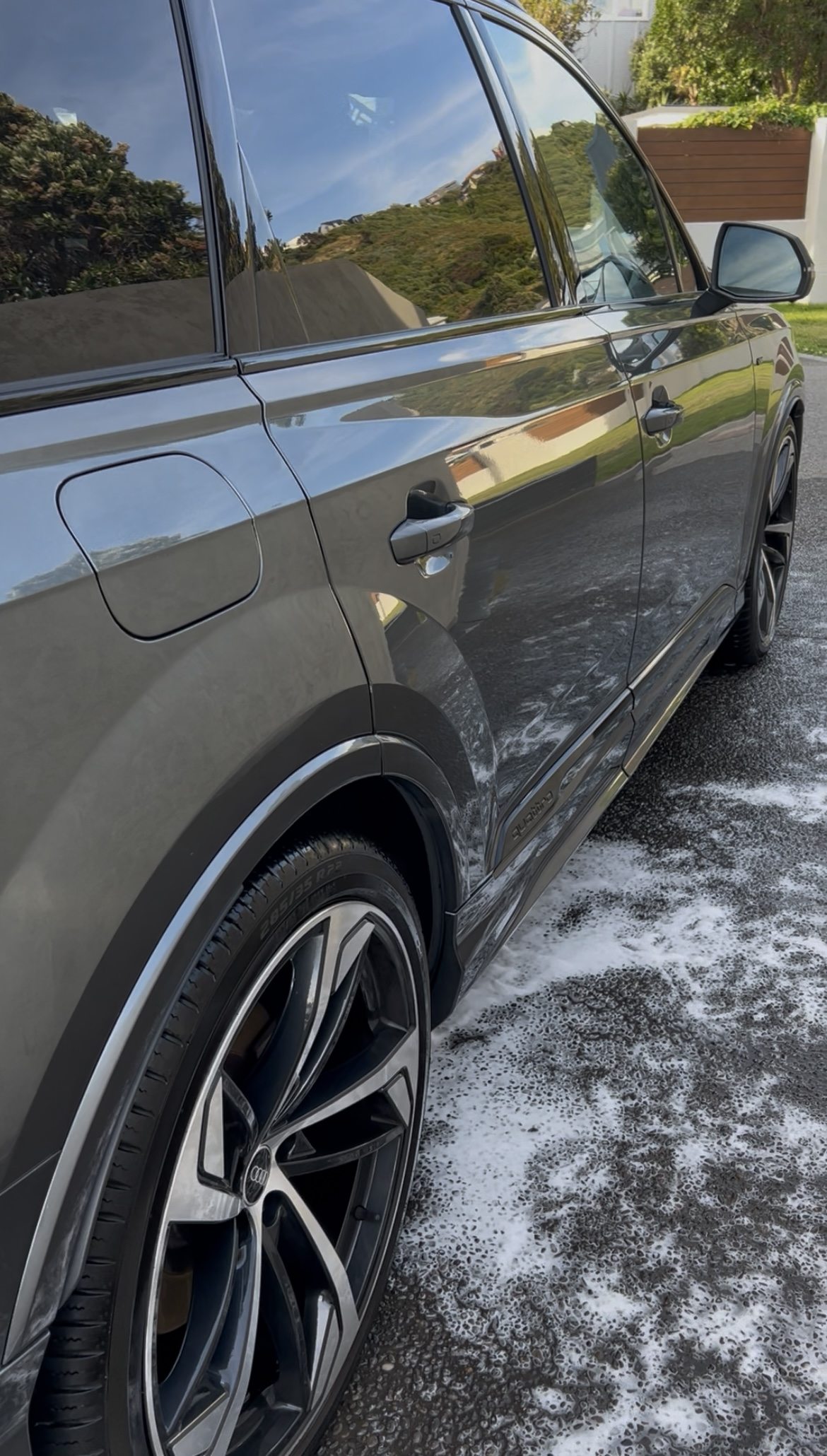 Reflectra Detailing mobile car detailing result on a polished Audi side panel in Wellington